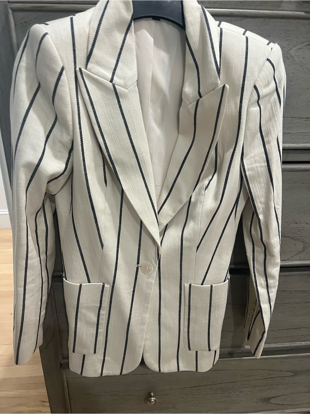 Express beige Blazer with Black Pinstripes